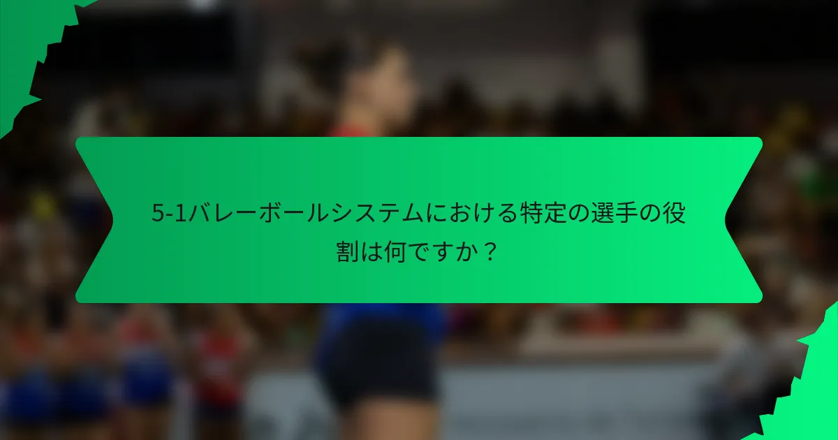 5-1バレーボールシステムにおける特定の選手の役割は何ですか？