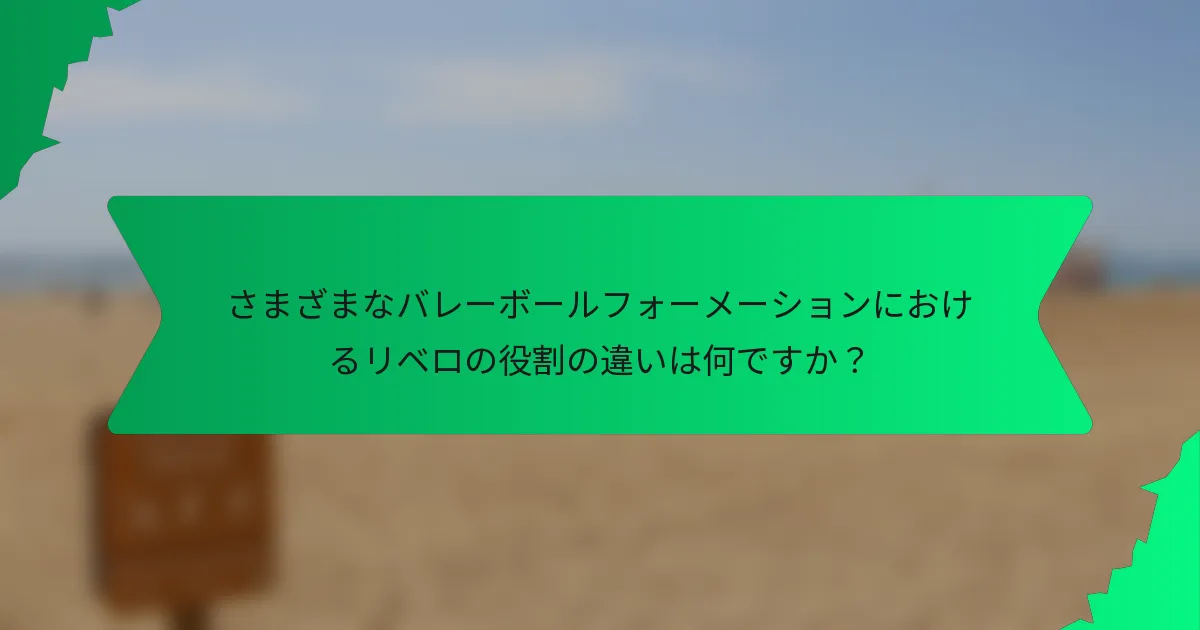 さまざまなバレーボールフォーメーションにおけるリベロの役割の違いは何ですか？